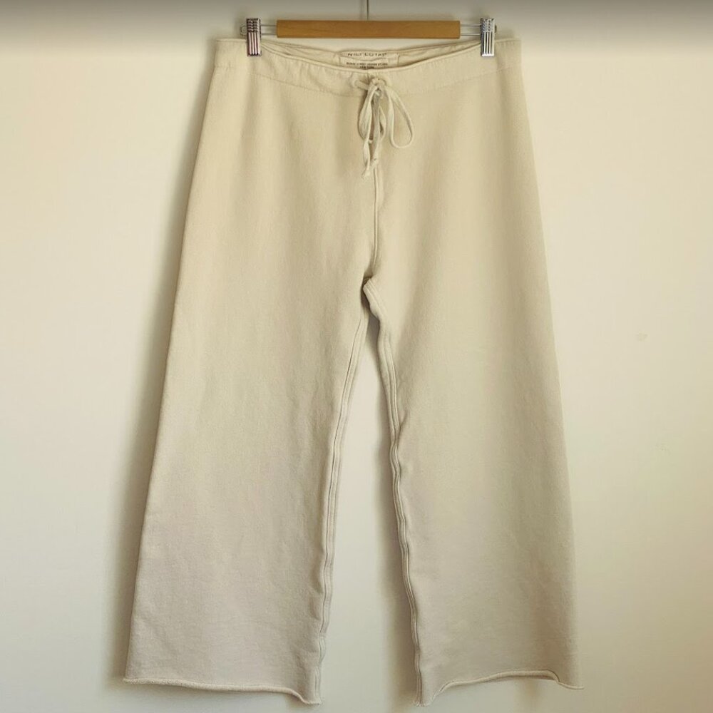 Nili Lotan Kiki Cream Wide Leg French Terrycloth Sweatpants Size Small (S)